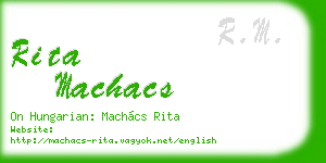 rita machacs business card